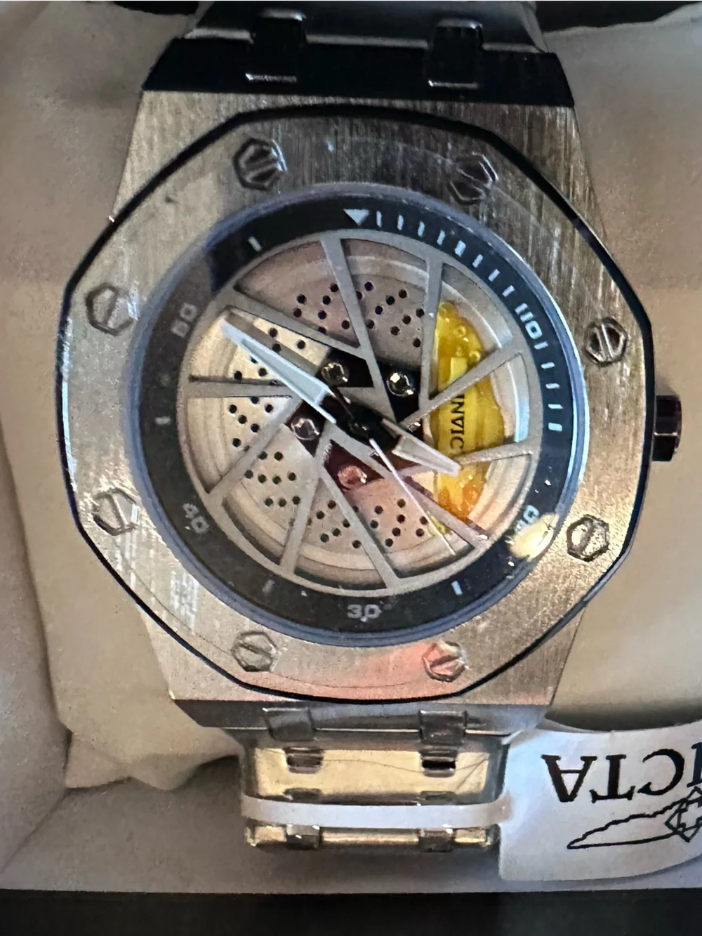 Invicta Speedway Rim 42mm Mechanical Skeleton Watch Stainless Steel NWT 69487